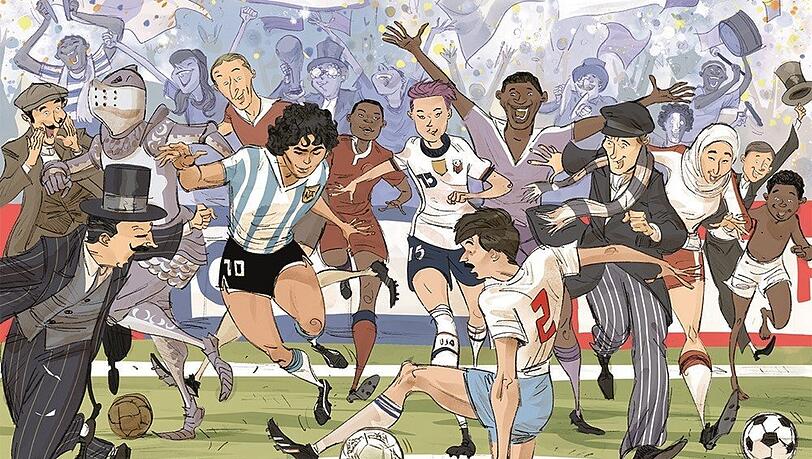 Alles dreht sich um die Geschichte des Fußballs, so ein Comic kommt zur Weltmeisterschaft gerade recht. Hier das Titelbild. Alles dreht sich um die Geschichte des Fußballs, so ein Comic kommt zur Weltmeisterschaft gerade recht. Hier das Titelbild.