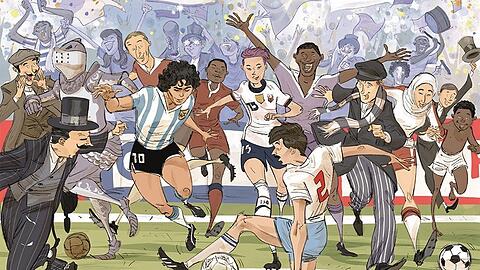 Alles dreht sich um die Geschichte des Fu&szlig;balls, so ein Comic kommt zur Weltmeisterschaft gerade recht. Hier das Titelbild.