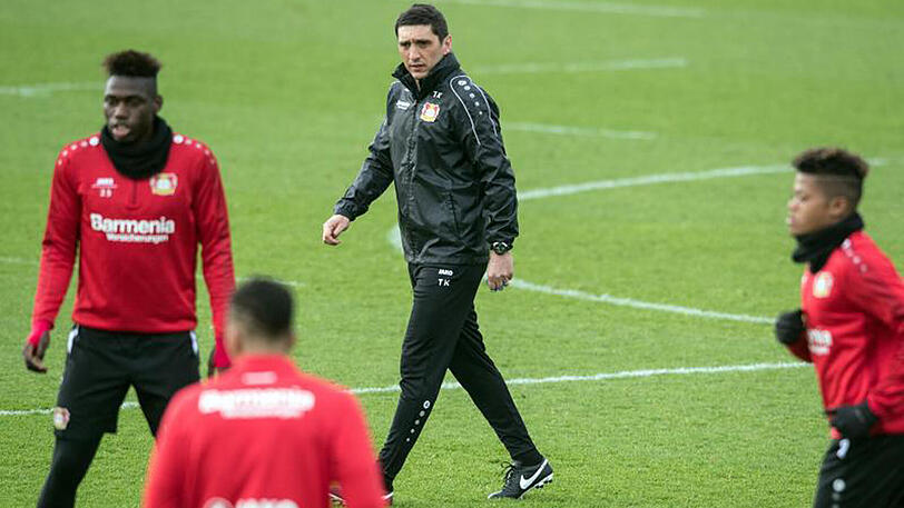 Tayfun Korkut (M) steht bei seinem Debüt als Trainer von Bayer Leverkusen gleich unter Erfolgsdruck.