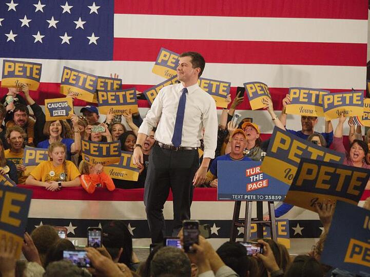 Der demokratische Präsidentschaftskandidat Pete Buttigieg bei einer Wahlkampfveranstaltung in Des Moines.