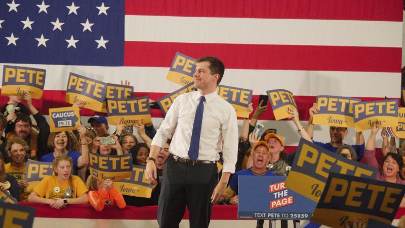 Der demokratische Präsidentschaftskandidat Pete Buttigieg bei einer Wahlkampfveranstaltung in Des Moines. Der demokratische Präsidentschaftskandidat Pete Buttigieg bei einer Wahlkampfveranstaltung in Des Moines.