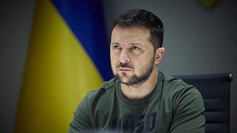 Der ukrainische Präsident Wolodymyr Selenskyj in seinem Büro in Kiew.