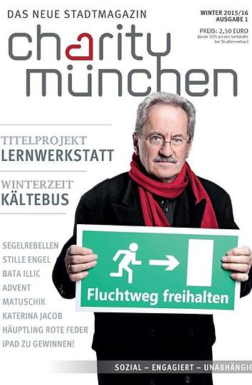 Christian Ude als Cover-Model der neuen Straßenzeitung "Charity München".