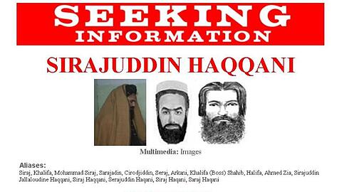 Der Steckbrief von Siradschuddin Hakkani auf der Homepage der amerikanischen Bundespolizei FBI unter der Rubrik "Most Wanted Terrorists".