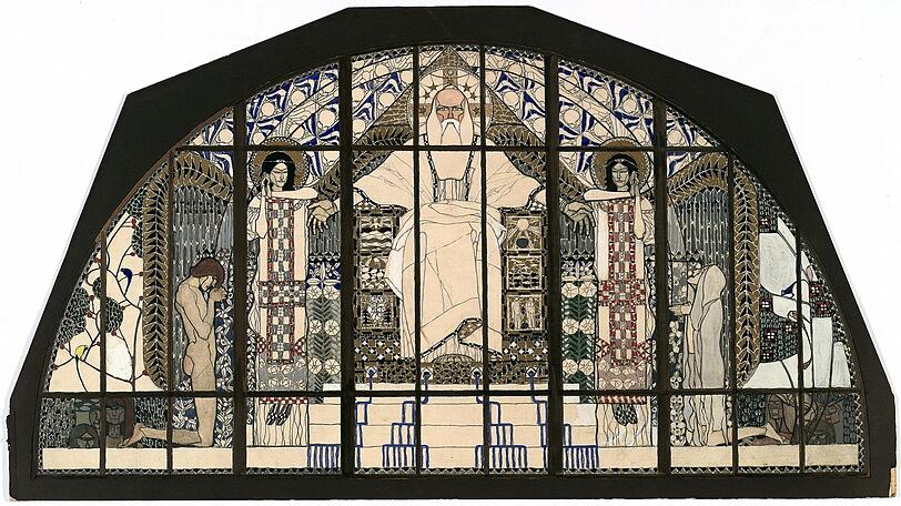 Koloman Moser, Entwurf für das Südfenster der Kirche St. Leopold am Steinhof, 1905/06
