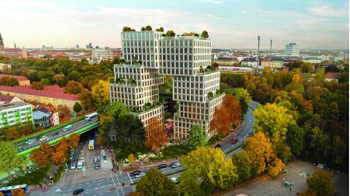 Dort, wo der Neubau hinsoll, steht bislang ein dunkler Komplex, in dem auch Arztpraxen untergebracht sind.