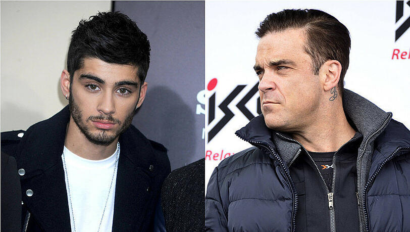 Zayn Malik (l.) bekommt einen Rüffel von Robbie Williams Zayn Malik (l.) bekommt einen Rüffel von Robbie Williams