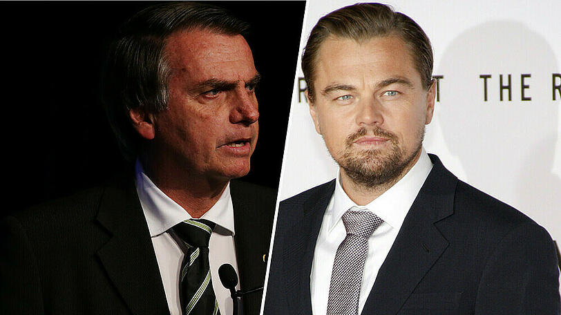 Jair Bolsonaro (li.) hat es auf Leonardo DiCaprio abgesehen