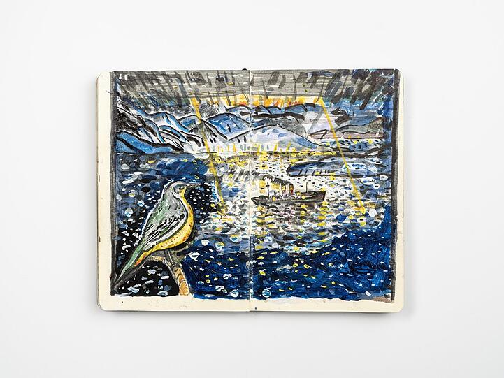 Orhan Pamuks Skizzenbücher sind prall gefüllt mit Aquarellen wie diesem.