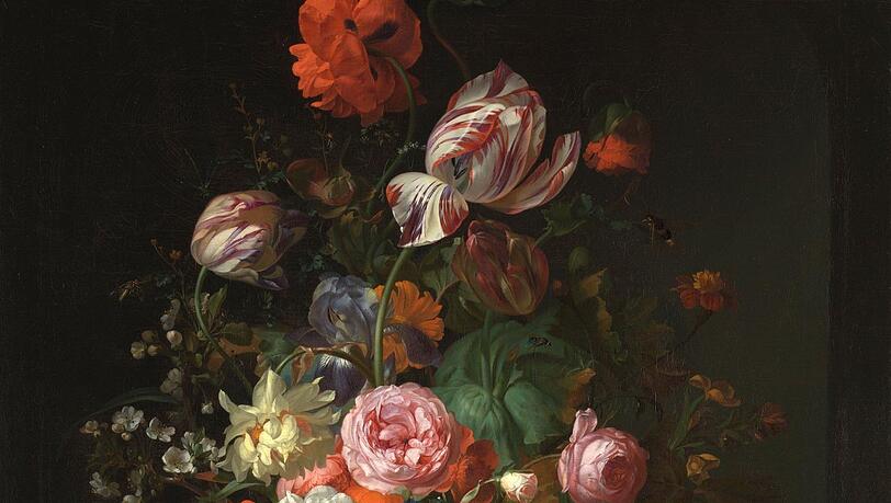 Dieses Blumenstillleben aus der National Gallery in London entstand 1710, auf dem Höhepunkt von Ruyschs Karriere. Dieses Blumenstillleben aus der National Gallery in London entstand 1710, auf dem Höhepunkt von Ruyschs Karriere.
