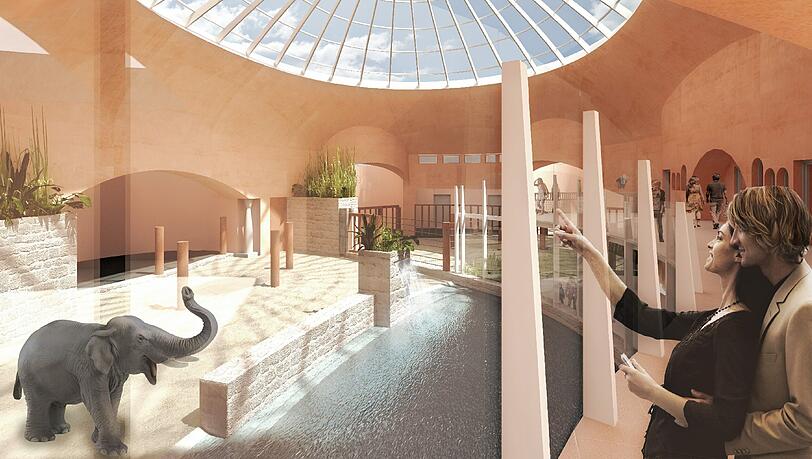 Modern, hell und freundlich: So soll das sanierte Hellabrunner Elefantenhaus einmal aussehen.