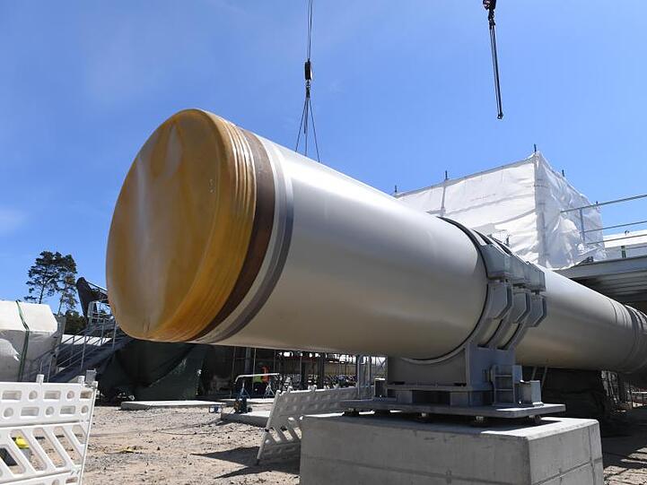 Blick auf die Baustelle der Empfangsstation der Ostseepipeline "Nord Stream 2" bei Lubmin.
