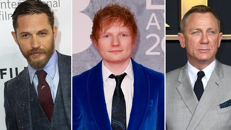 Standen alle für "Star Wars" vor der Kamera: Tom Hardy, Daniel Craig und Ed Sheeran (v.l.n.r.).