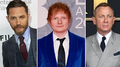 Standen alle für "Star Wars" vor der Kamera: Tom Hardy, Daniel Craig und Ed Sheeran (v.l.n.r.).