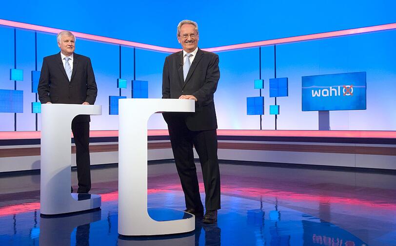 Horst Seehofer (l.) und christian Ude beim TV-Duell. Foto: Peter Kneffel