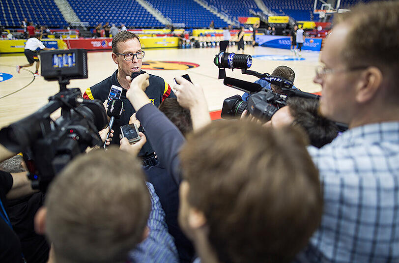 Chris Fleming beim Abschlusstraining vor der Auftakt-Partie gegen Island.