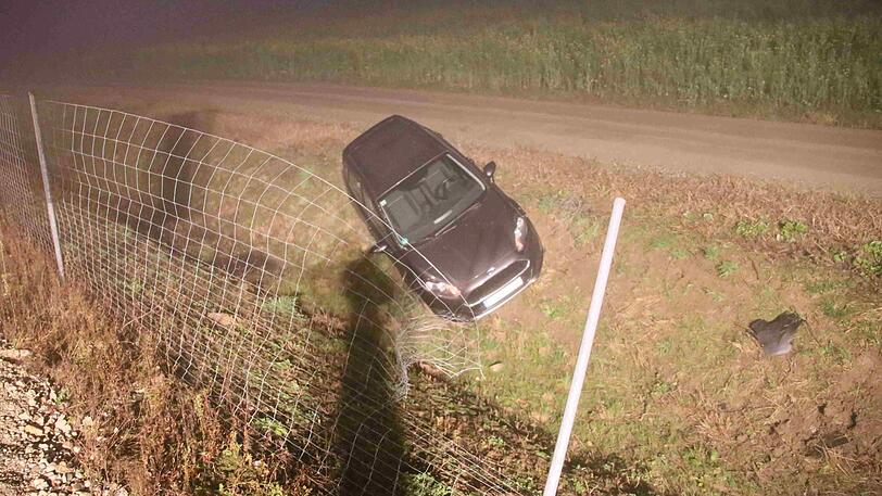 Abflug von der Autobahn: Ein Pkw ist von der A94 abgekommen und hat dabei einen Wildschutzzaun durchbrochen.
