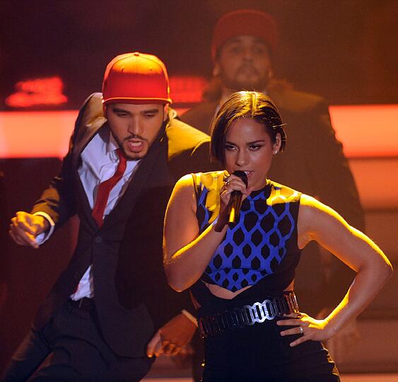 Die US-amerikanische Saengerin Alicia Keys bei ihrem Auftritt