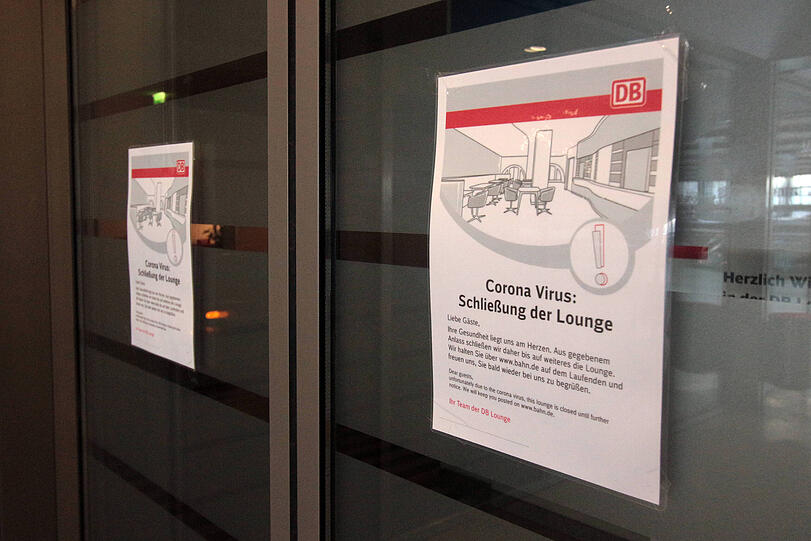 Die Deutsche Bahn hat gemäß amtlicher Verfügung gegen die weitere Ausbreitung des Coronavirus die Lounge im Hauptbahnhof München bis auf Weiteres geschlossen.