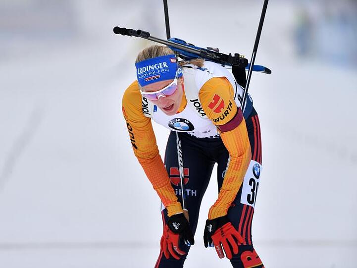 Erreicht erschöpft als 25. das Ziel: Vanessa Hinz.