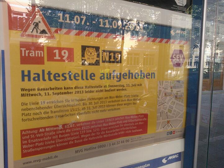 Zwischen Wörthstraße und Ostbahnhof werden die Tramgleise erneuert.