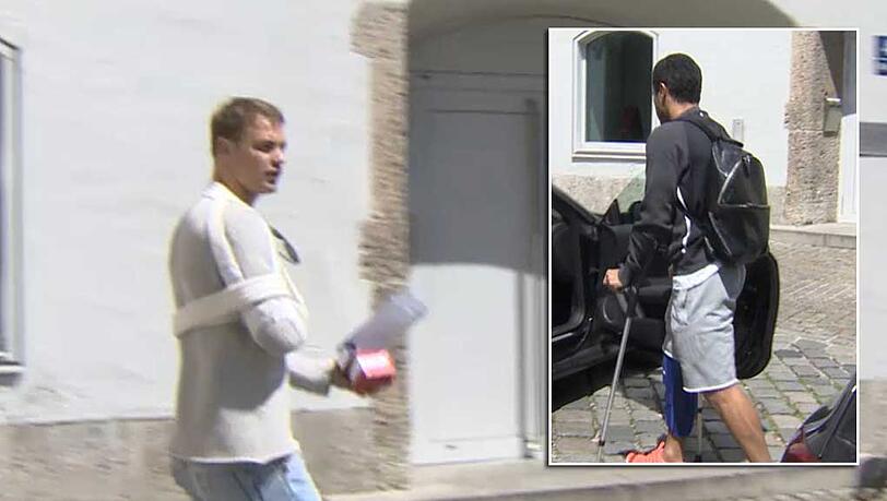 Manuel Neuer mit Schulterverband. Auch Thiago ist verletzt. Manuel Neuer mit Schulterverband. Auch Thiago ist verletzt.