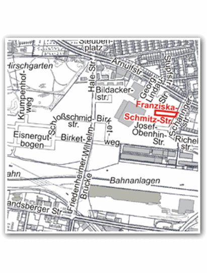 Hier verläuft die Franziska-Schmitz-Straße.