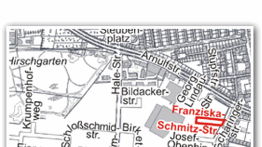 Hier verläuft die Franziska-Schmitz-Straße. Hier verläuft die Franziska-Schmitz-Straße.