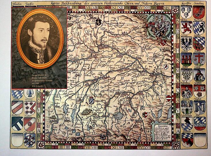 Bayern im Jahre 1563: So hat das Herzogtum im 16. Jahrhundert ausgesehen - hier eine Übersichtskarte der 24 Landtafeln Philipp Apians.