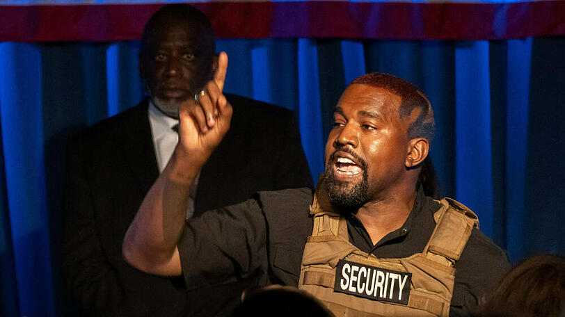 Kanye West während eines Wahlkampfauftritts im Juli