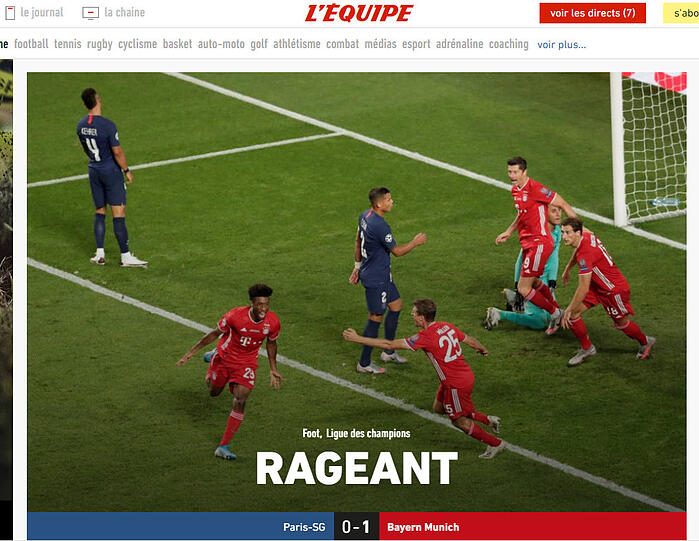 "L'Equipe" reicht ein Wort, um die Situation aus französischer Sicht zu beschreiben: "Wütend".