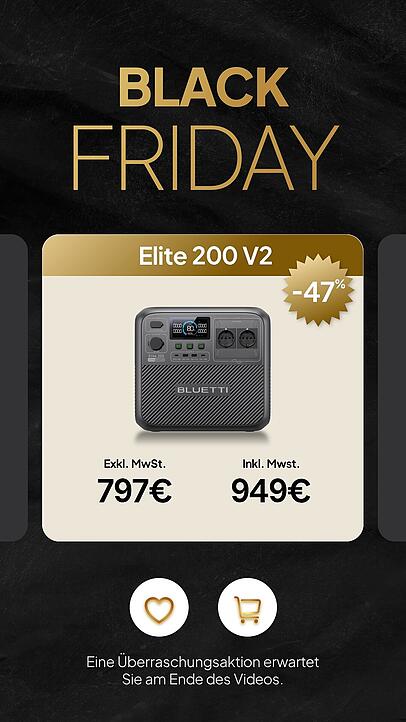 Ob für Urlaubsreisen oder als kurzzeitige Notstromversorgung – die Elite 200 V2 meistert alles. Trotz ihrer Power ist sie  kleiner als die AC200P und spart wertvollen Platz in Transportern, Campingwagen oder Wohnungen.