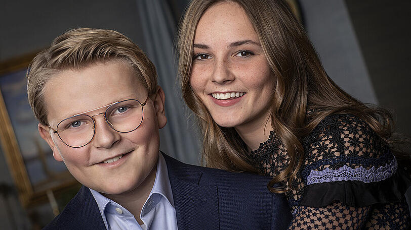 Sverre Magnus und seine Schwester im Jahr 2018