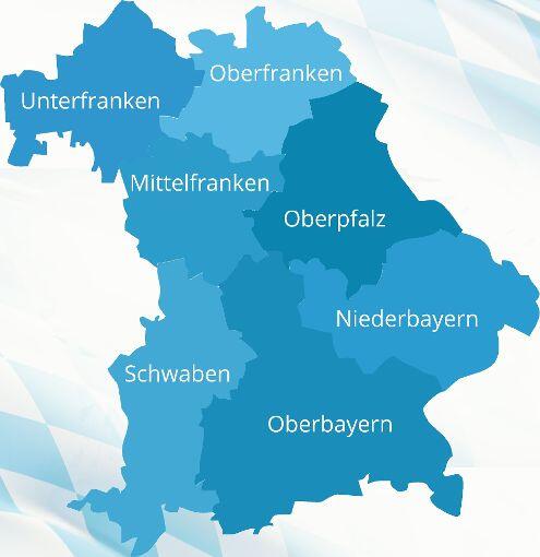 Die Regierungsbezirke des Freistaats Bayern (Foto: www.bayern.de)