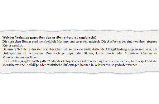 Ausriss mit der umstrittenen Passage aus dem Schreiben.