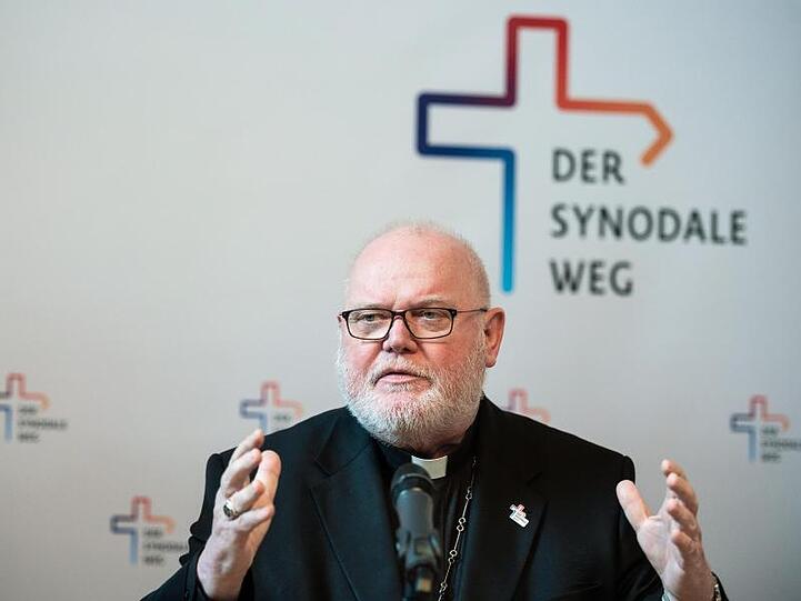 Kardinal Reinhard Marx, Vorsitzender der Deutschen Bischofskonferenz, auf einer Pressekonferenz während der ersten Versammlung des Synodalen Wegs in Frankfurt.