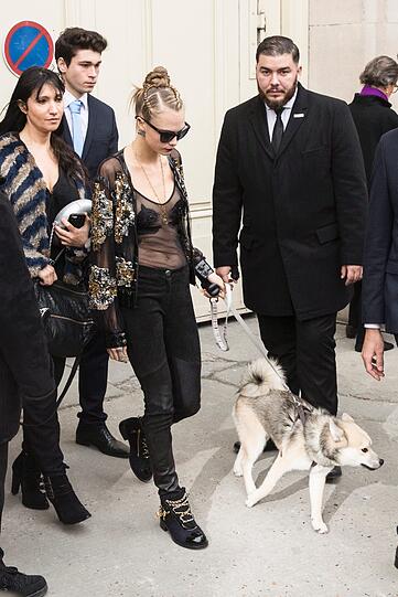 Cara Delevingne mit ihrem Hund Leo