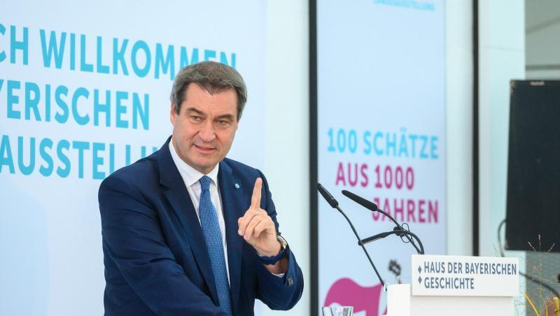 Markus Söder, Ministerpräsident von Bayern, spricht zur Eröffnungsfeier der Ausstellung "100 Schätze aus 1000 Jahren". Foto: Armin Weigel Markus Söder, Ministerpräsident von Bayern, spricht zur Eröffnungsfeier der Ausstellung "100 Schätze aus 1000 Jahren". Foto: Armin Weigel