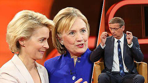 Hillary Clinton und Ursula Von der Leyen bei Günther Jauch. Die Bilder.
