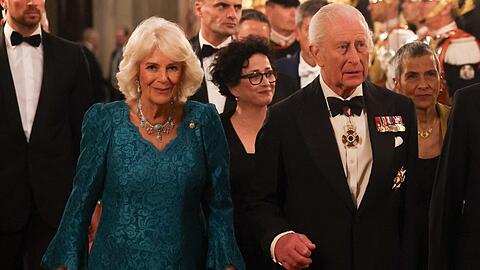 König Charles und Königin Camilla beim Staatsbankett in Rom.