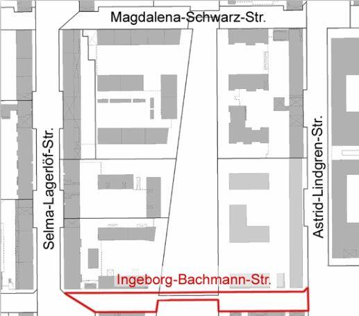 Hier verläuft die Ingeborg-Bachmann-Straße.