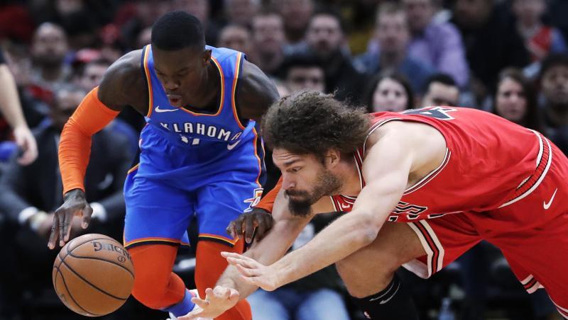 Musste sich mit Oklahoma bei den Bulls geschlagen geben: Dennis Schröder (l). Musste sich mit Oklahoma bei den Bulls geschlagen geben: Dennis Schröder (l).