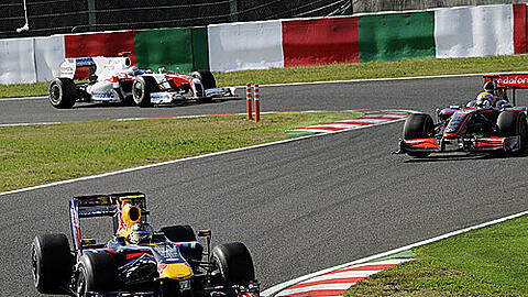 Er legte in Japan einen Start-Ziel-Sieg hin: Sebastian Vettel (vorne)