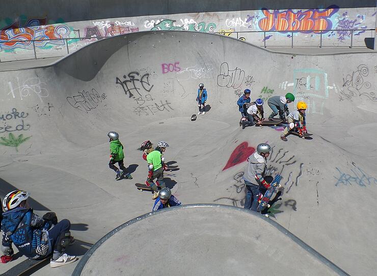 Im Hirschgarten übt der Skate-Workshop.