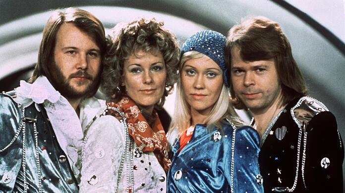 ABBA: Benny Andersson, Anni-Frid Lyngstad, Agnetha Fältskog und Björn Ulvaeus beim Grand Prix d'Eurovision de la Chanson 1974.