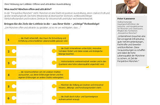 Auf der Internetseite des Stadtentwicklungsprojekts kann man in einer Umfrage seine Anregungen zur Stadtentwicklung loswerden.