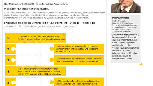 Auf der Internetseite des Stadtentwicklungsprojekts kann man in einer Umfrage seine Anregungen zur Stadtentwicklung loswerden. Auf der Internetseite des Stadtentwicklungsprojekts kann man in einer Umfrage seine Anregungen zur Stadtentwicklung loswerden.