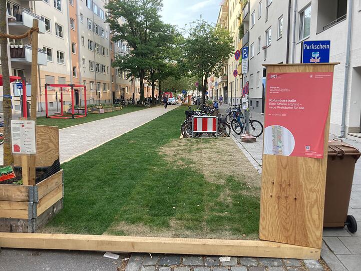Grünflächen, Beete und viel Platz für die Menschen: So sieht das Projekt in der Kolumbusstraße aus.