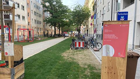 Grünflächen, Beete und viel Platz für die Menschen: So sieht das Projekt in der Kolumbusstraße aus.
