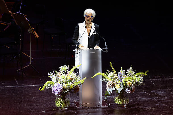Christine Lagarde am Rednerpult. Christine Lagarde am Rednerpult.